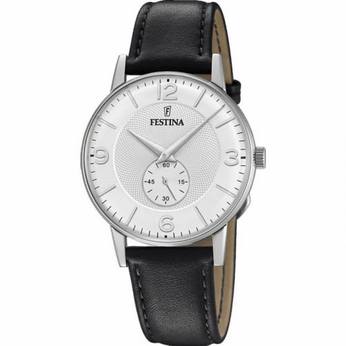 Festina – Argentée – Petite seconde – Cadran argenté – Bracelet cuir noir – F20566/2 Festina – Argentée – Petite seconde – Cadran argenté – Bracelet cuir noir – F20566/2