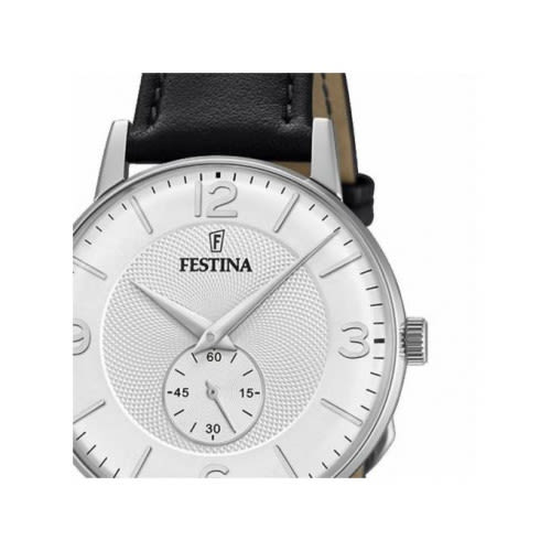 Festina – Argentée – Petite seconde – Cadran argenté – Bracelet cuir noir – F20566/2 Festina – Argentée – Petite seconde – Cadran argenté – Bracelet cuir noir – F20566/2