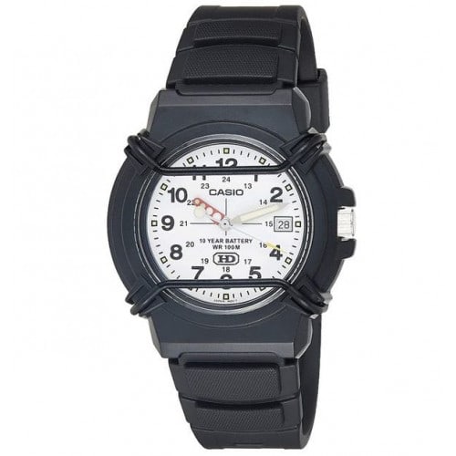 Casio – Cadran blanc – Avec dateur sur 3h – Bracelet en silicone noir – HDA-600B-7BV Casio – Cadran blanc – Avec dateur sur 3h – Bracelet en silicone noir – HDA-600B-7BV