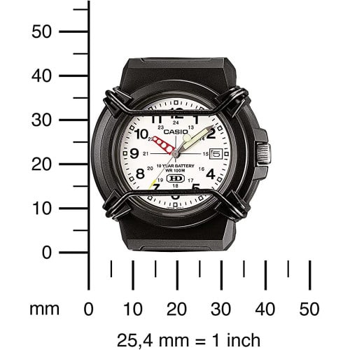 Casio – Cadran blanc – Avec dateur sur 3h – Bracelet en silicone noir – HDA-600B-7BV Casio – Cadran blanc – Avec dateur sur 3h – Bracelet en silicone noir – HDA-600B-7BV