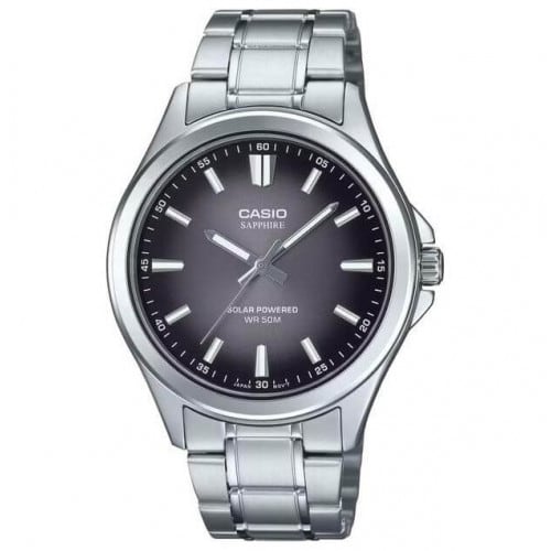 Casio – Montre pour hommes – Solaire & verre saphir inrayable – Fond noir – Tout en acier inoxydable – MTS-RS100D-1ADF