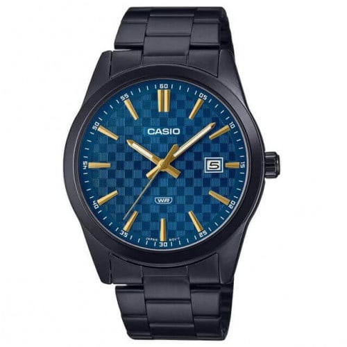 Casio – Noir – Tout en acier inoxydable – Cadran bleu – Avec dateur – MTP-VD03B-2AUDF Casio – Noir – Tout en acier inoxydable – Cadran bleu – Avec dateur – MTP-VD03B-2AUDF