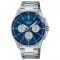 Casio – Montre fond bleu pour hommes – Tout en acier inoxydable & étanche 50 m – MTP-1374D-2A3V