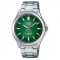 Casio – Montre pour hommes – Solaire & verre saphir inrayable – Fond vert – Tout en acier inoxydable – MTS-RS100D-3AVDF