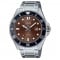 Casio – Sous-marine pour hommes – Fond marron – Étanche 200 m – Tout en acier inoxydable – MDV-107D-5AV