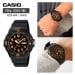 Casio – Montre pour hommes chiffres orange – Bracelet en silicone noir – MRW-200H-4BV Casio – Montre pour hommes chiffres orange – Bracelet en silicone noir – MRW-200H-4BV