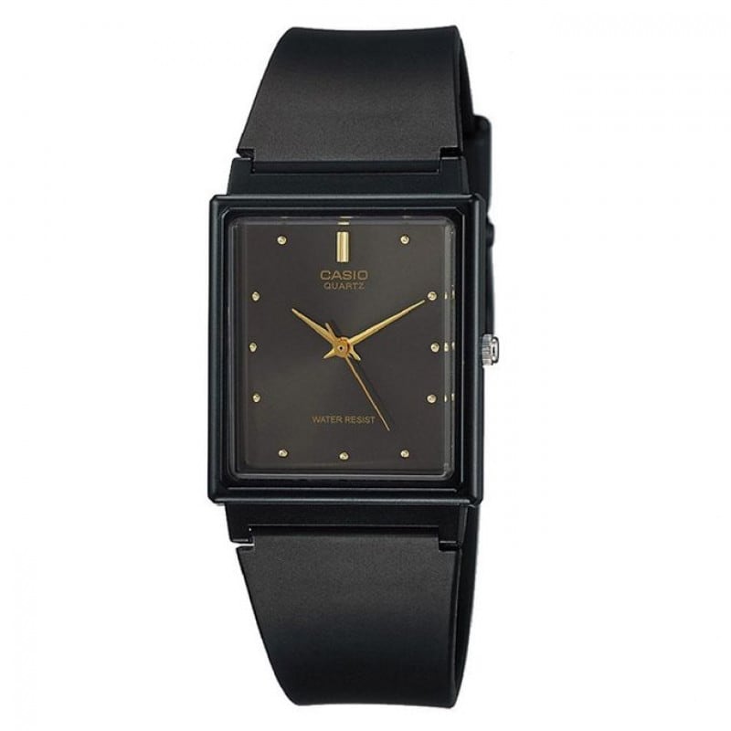 Casio – Classique cadran noir rectangulaire – Bracelet en silicone noir – MQ-38-1ADF