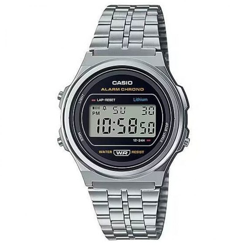 Casio – Numérique – Vintage Collection ronde argentée – Bracelet en acier inoxydable – A171WE-1ADF
