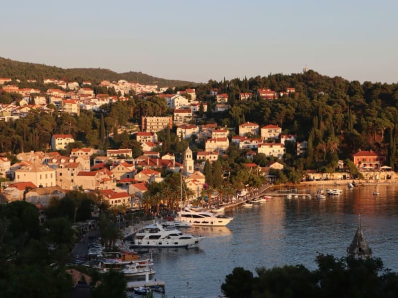 Coastal town and hillside houses in Cavtat, Croatia