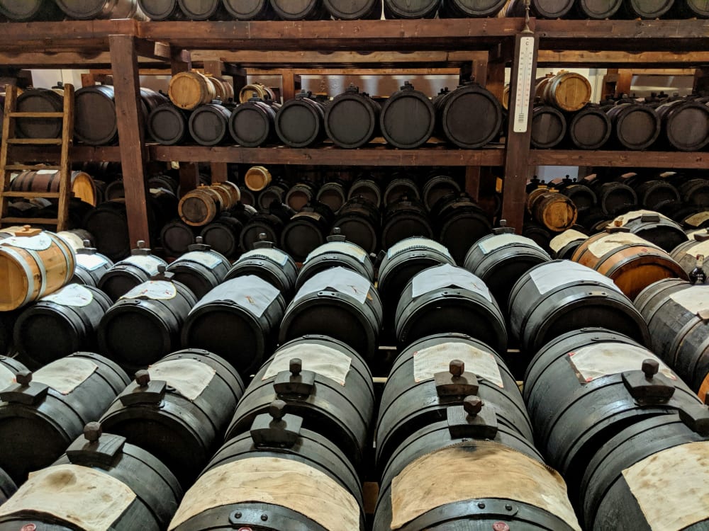 Barrels of traditional balsamic vinegar in Modena, Italy