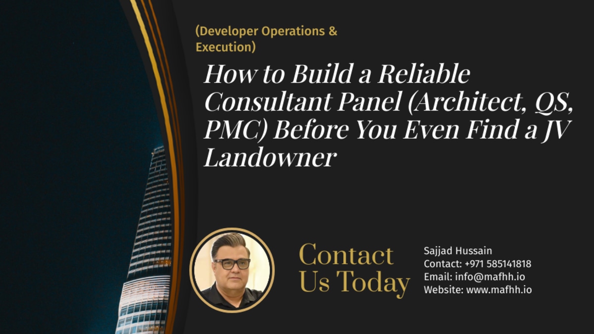 How to Build a Reliable Consultant Panel (Architect, QS, PMC) Before You Even Find a JV Landowner