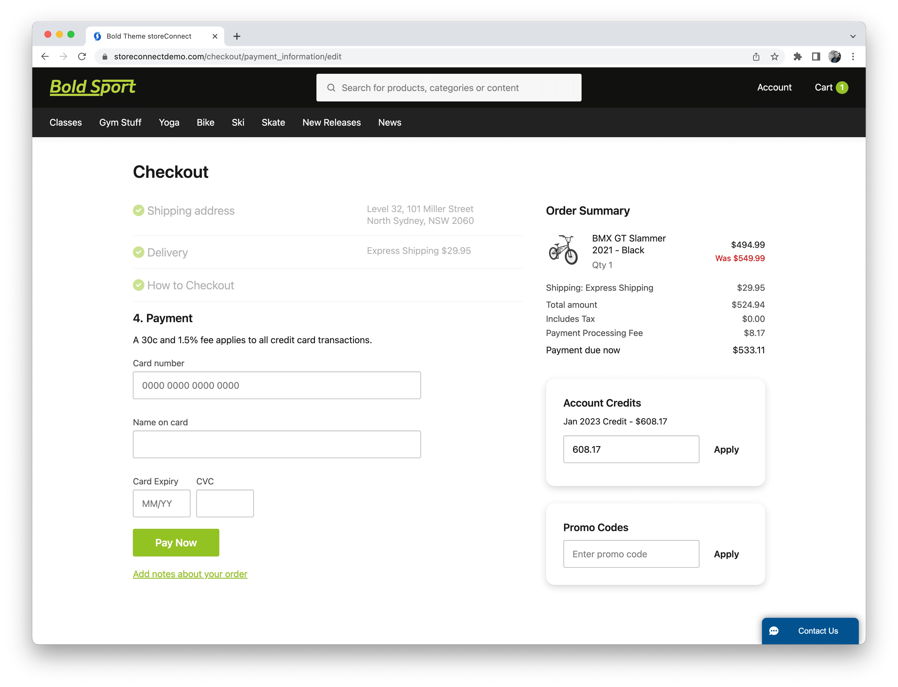 Applying the full amount of the cart during the payment step