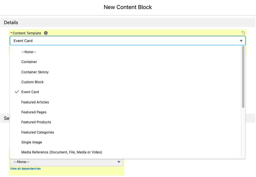 content template picklist on StoreConnect app
