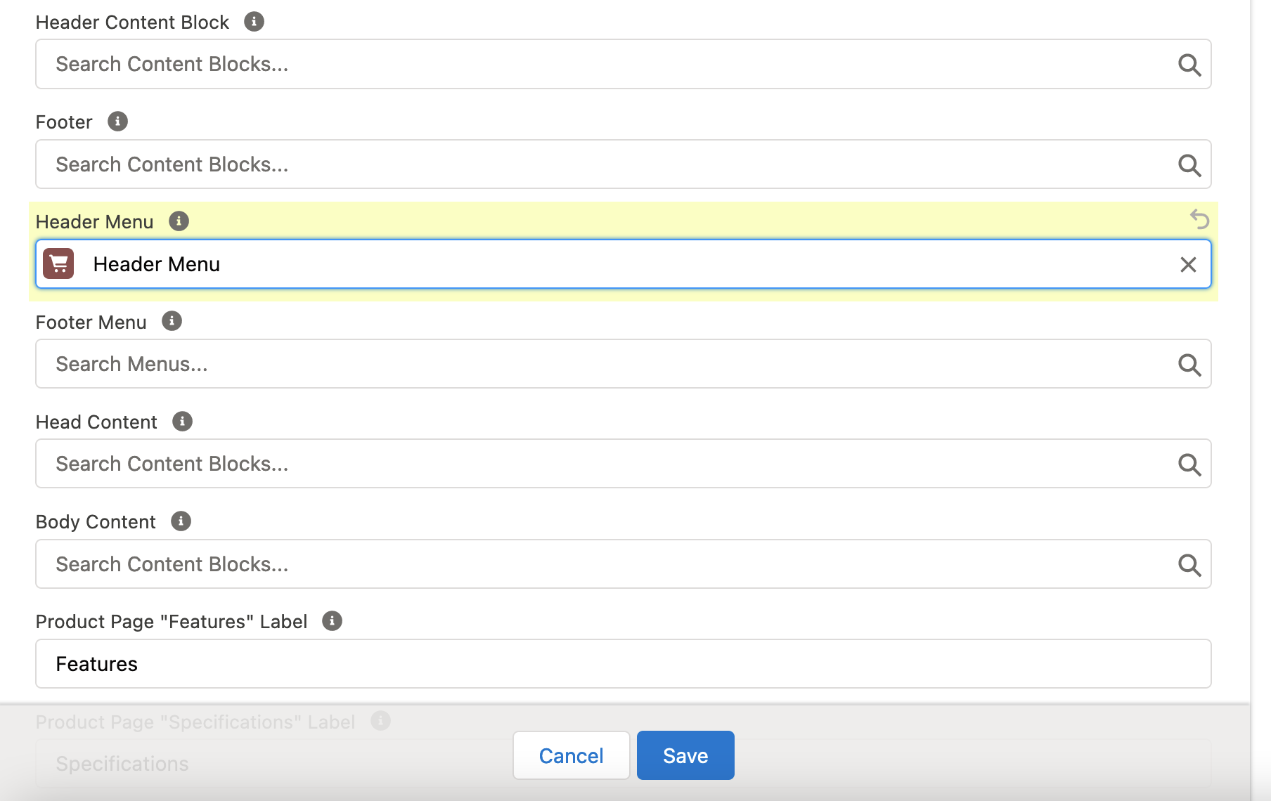 Selecting your header menu