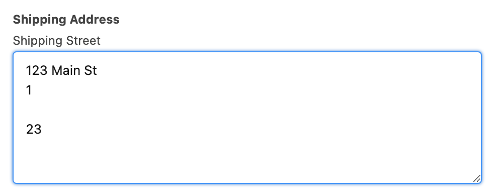 Salesforce Street Address Field