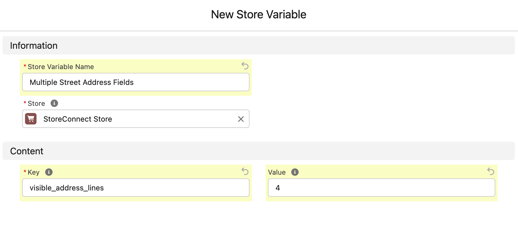 Multi-line Street Address Config