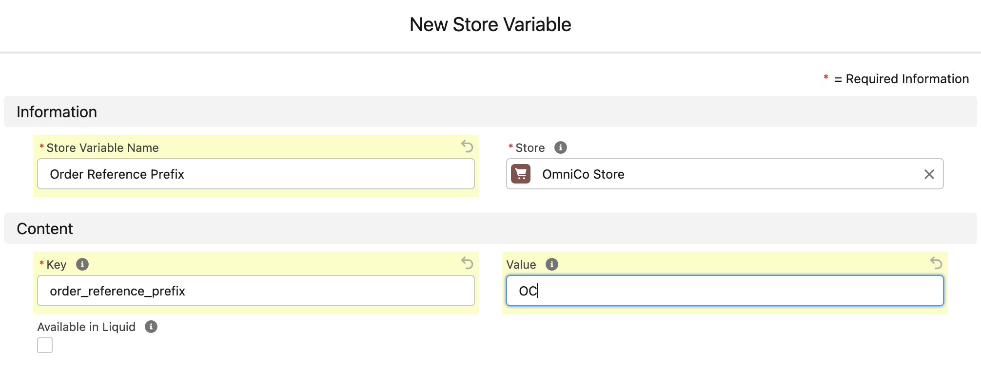 Order Reference Prefix