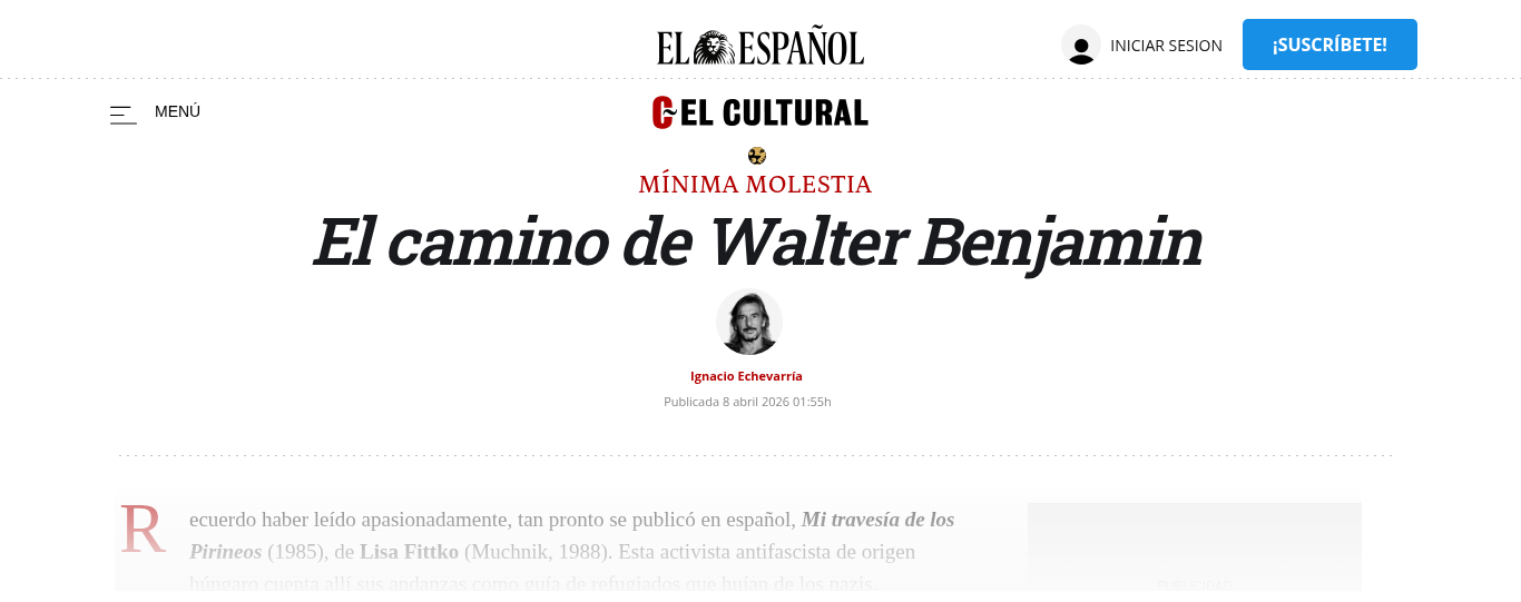 El Cultural — El camino de Walter Benjamin
