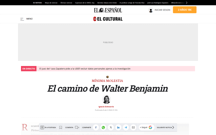 El Cultural — El camino de Walter Benjamin