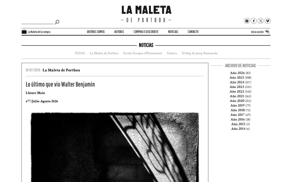 La Maleta de Portbou Nº77 — Lo último que vio Walter Benjamin