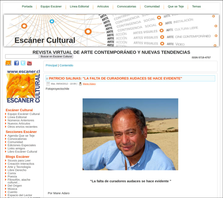 Revista Escáner Cultural interview scan, page 1