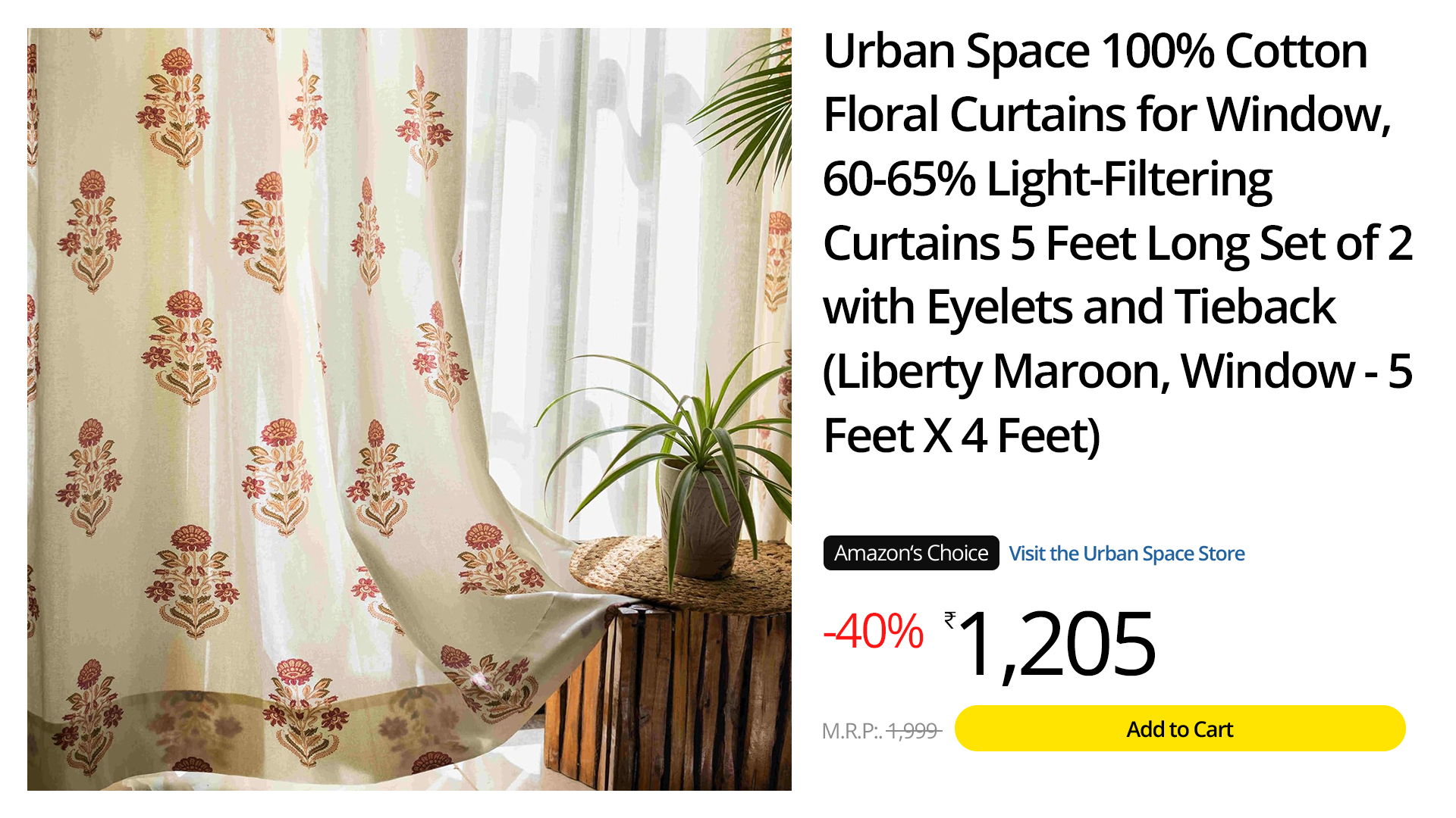 Maroon Pattern Curtains