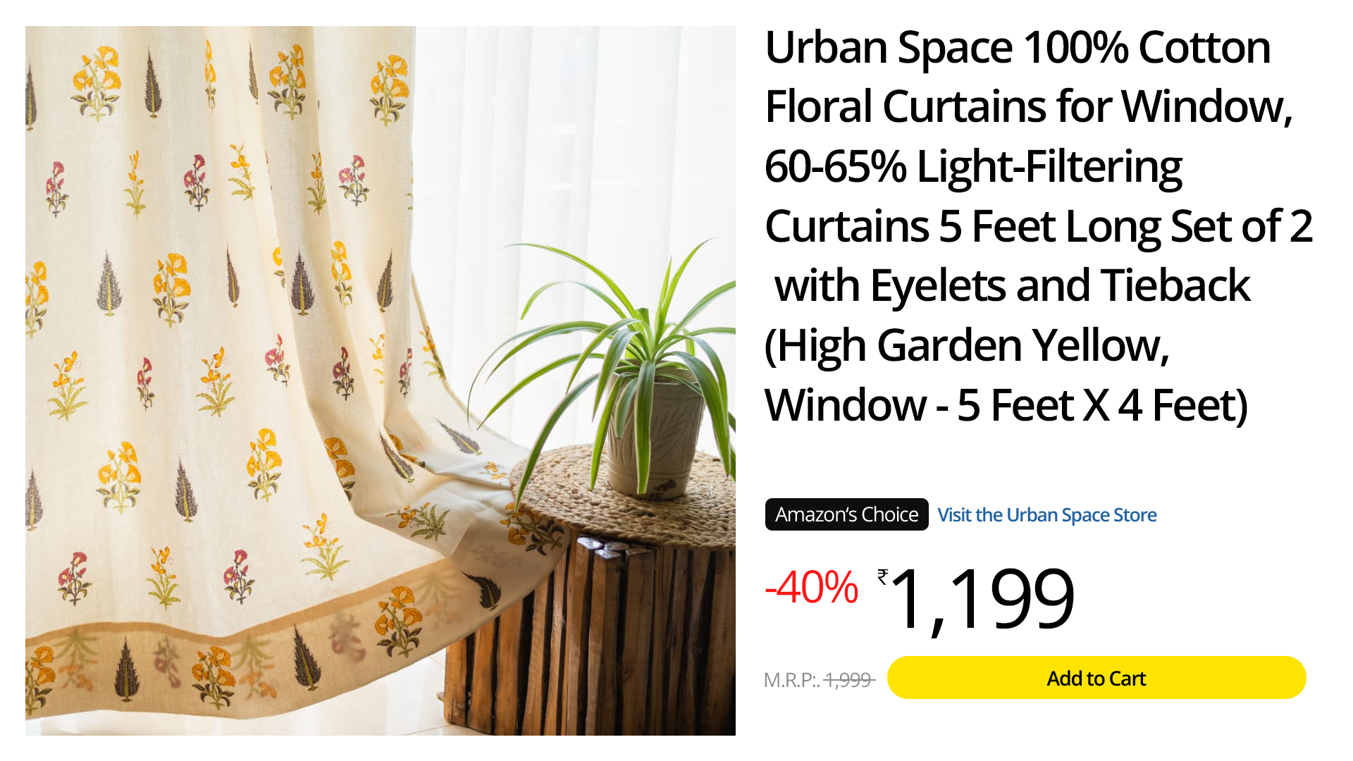 Yellow Flowers Curtain