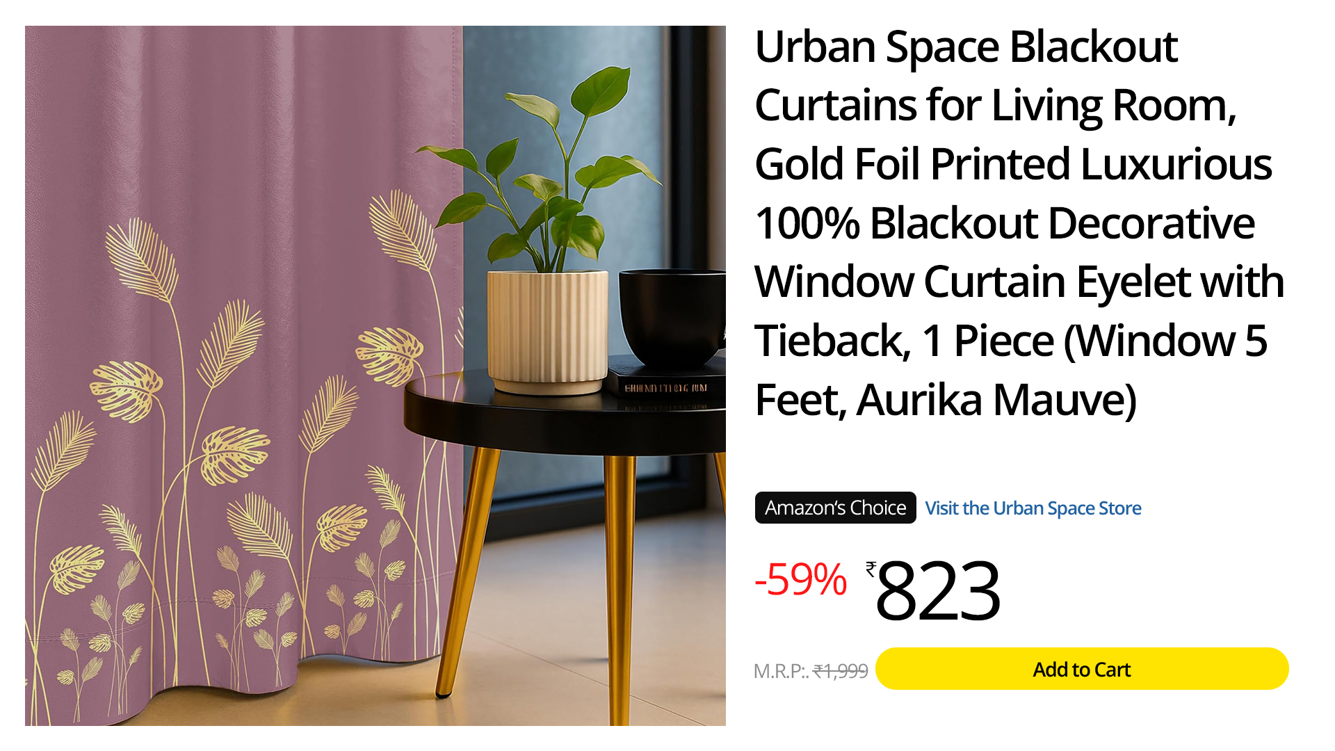 Golden Flowers and Purple Light Blocking Curtains