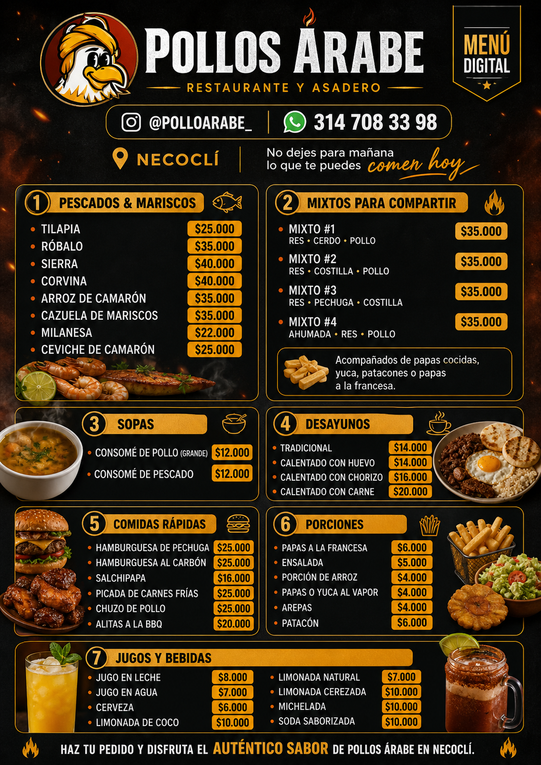 Carta de menú Pollos Árabe - Hoja 2
