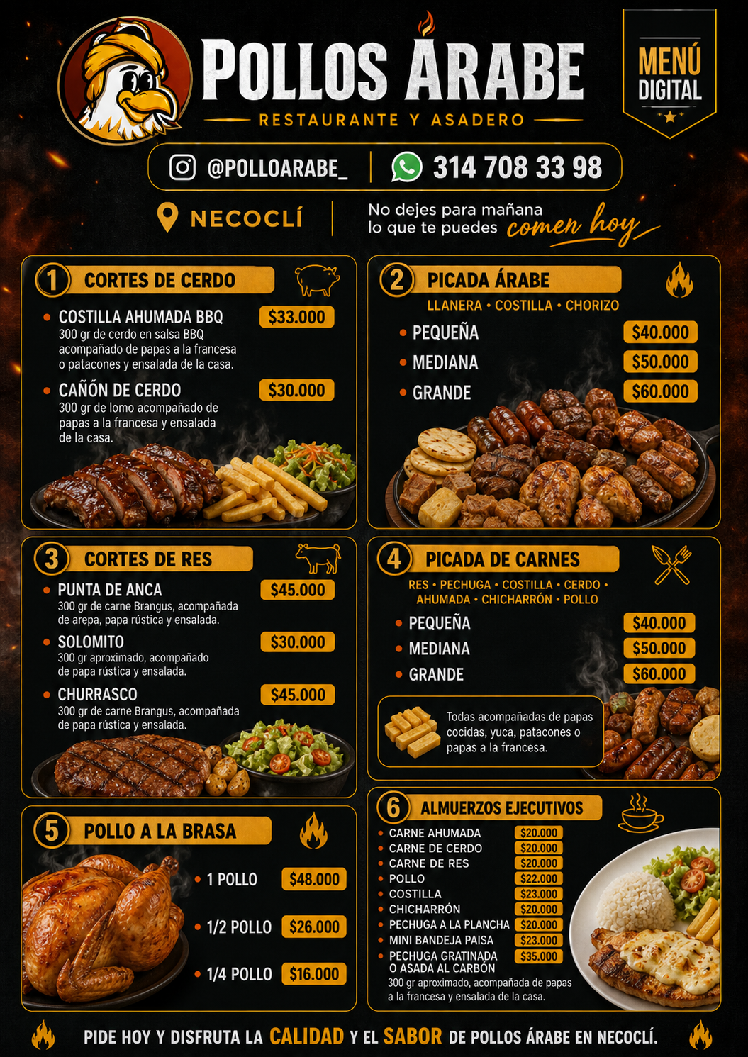 Carta de menú Pollos Árabe - Hoja 1