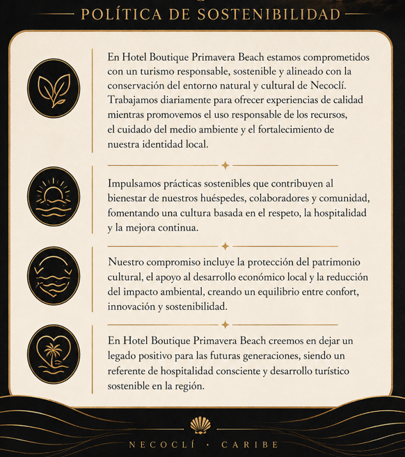 Política de sostenibilidad Hotel Boutique Primavera Beach
