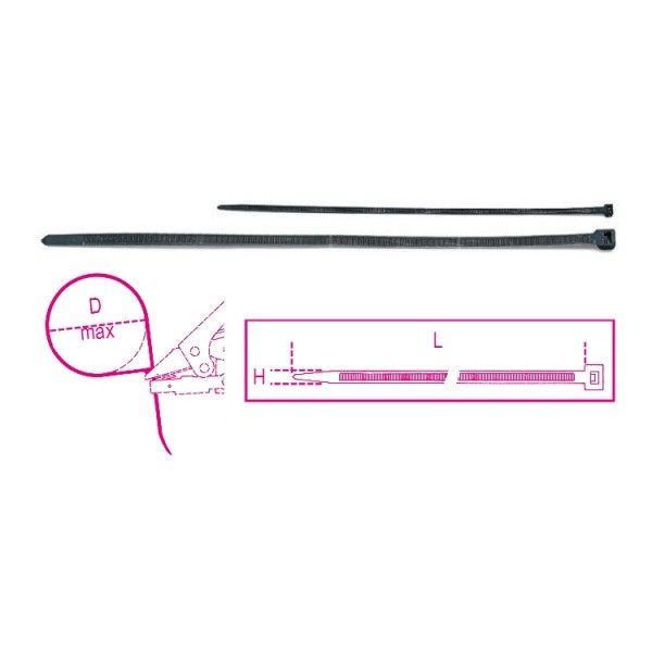 Nylon cable ties, self-locking head