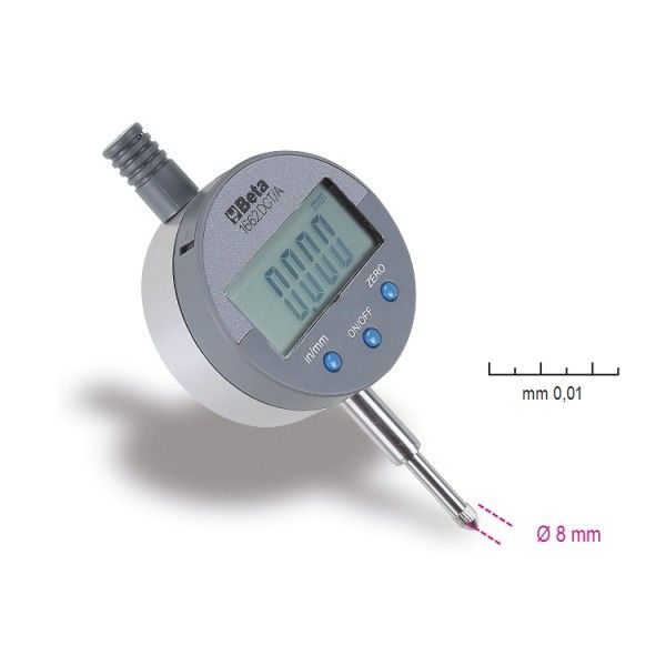 Digital dial indicator, reading to 0.01 mm