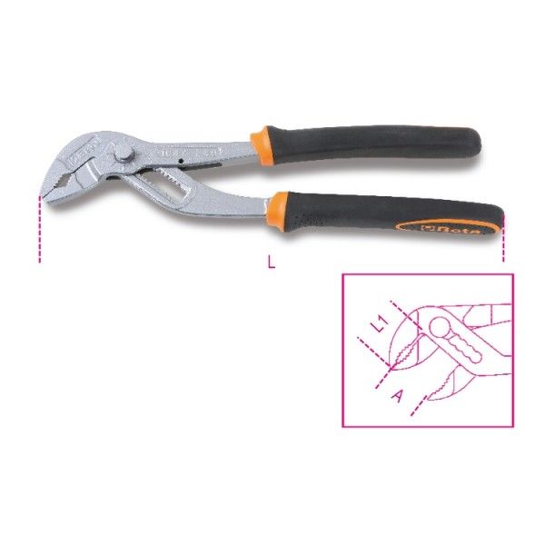 Slip joint pliers, push button adjustment