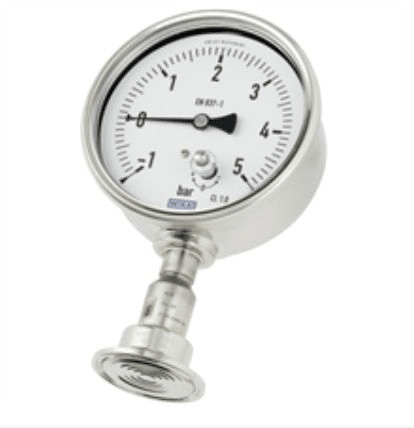 Pressure gauge in hygienic design with mounted diaphragm seal