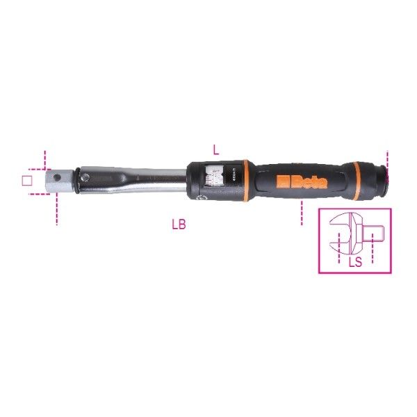 Click-type torque bars, rectangular drive