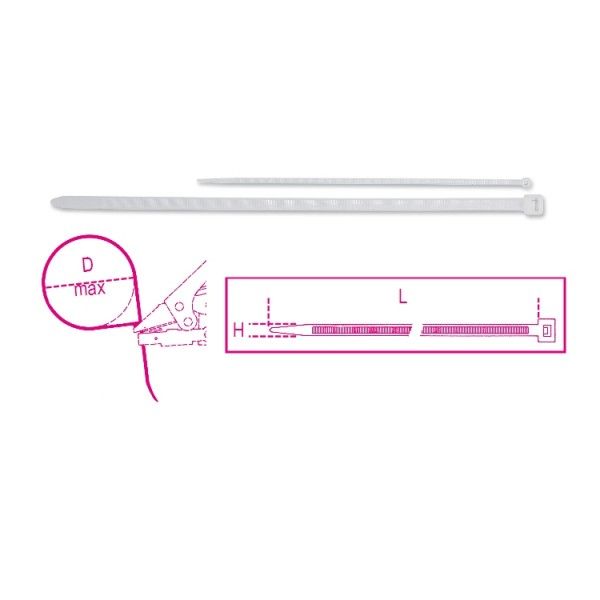 Nylon cable ties, self-locking head