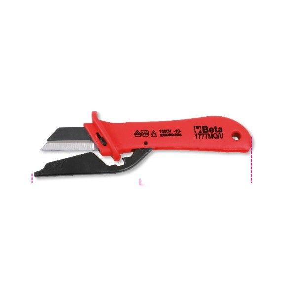 Cable stripping knife, insulated