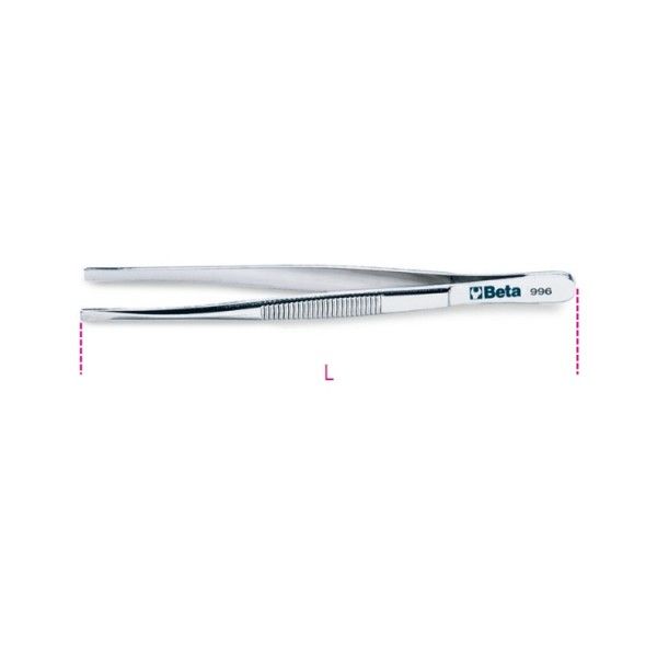 Straight end spring tweezers with wide tips 