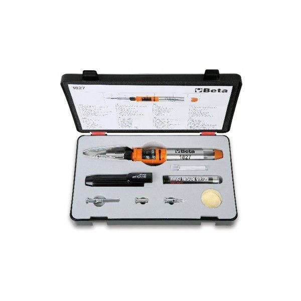 Gas soldering iron with 7 accessories in case 