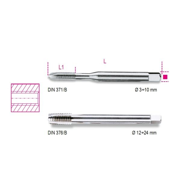 Machine taps for clearance holes