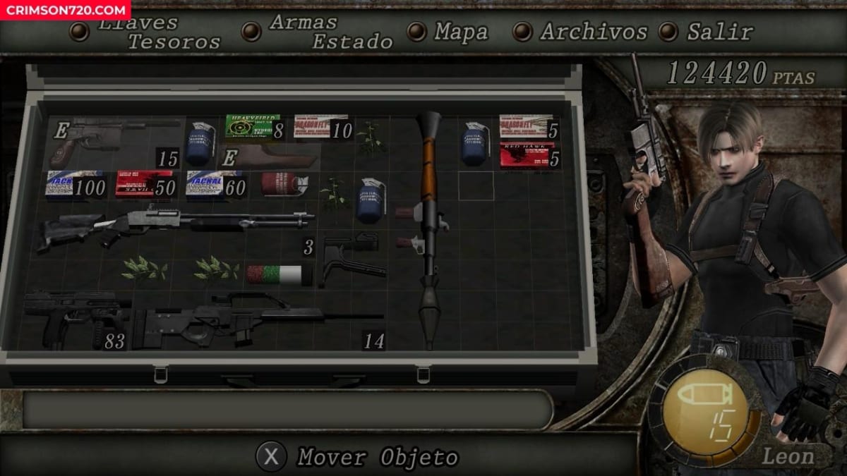 El maletín con varias armas y objetos curativos