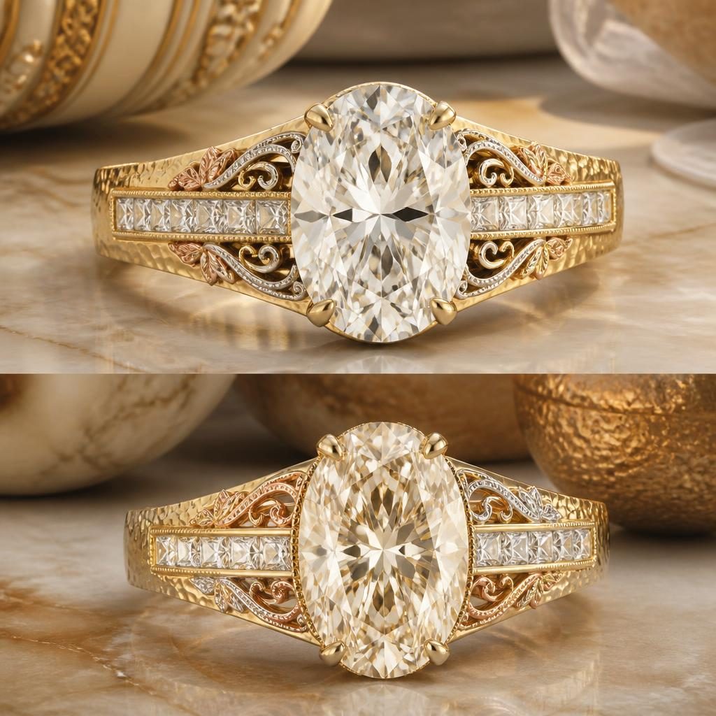 Vintage Yellow Gold Diamond Ring - Direction 1 custom jewelry design direction