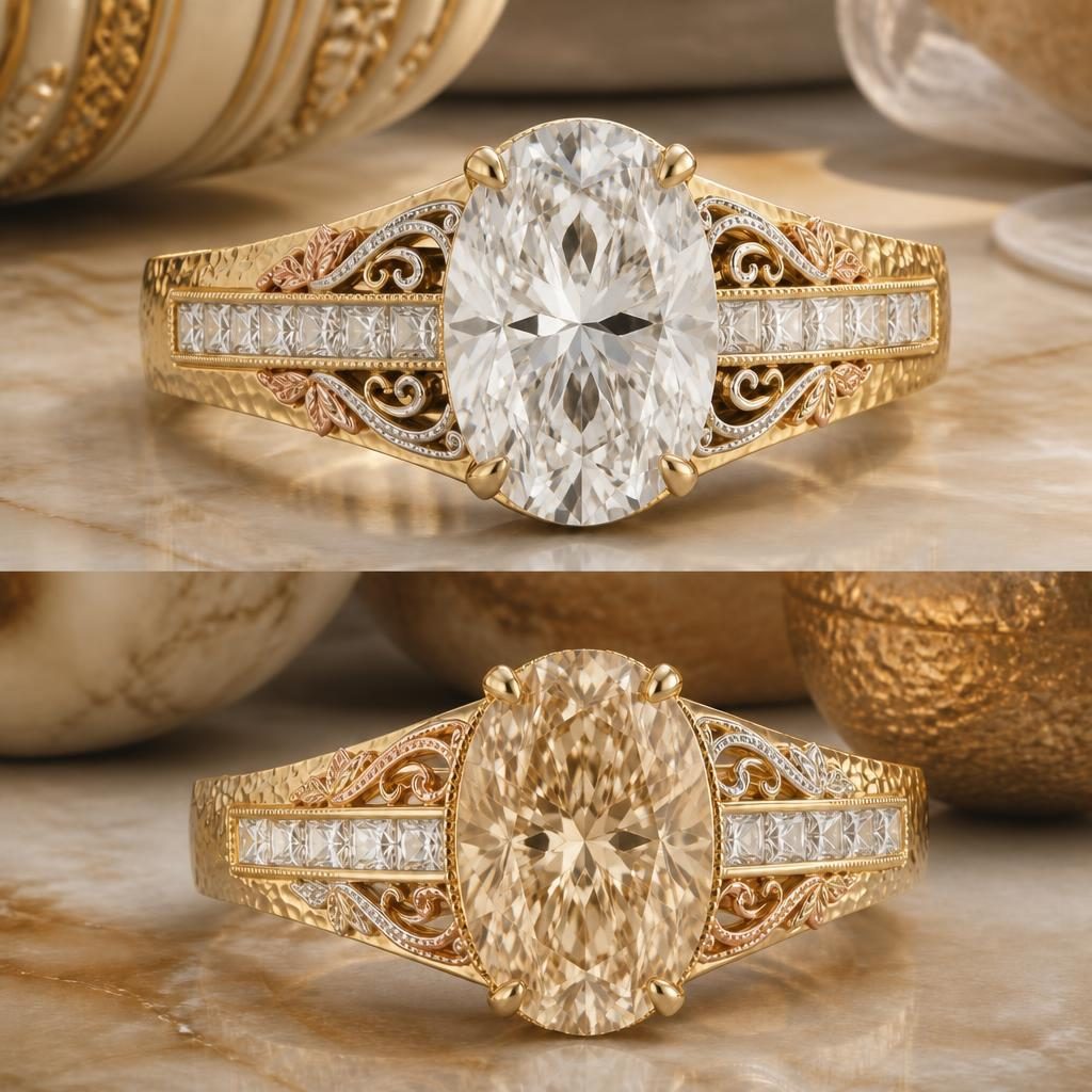 Vintage Yellow Gold Diamond Ring - Second Direction custom jewelry design direction