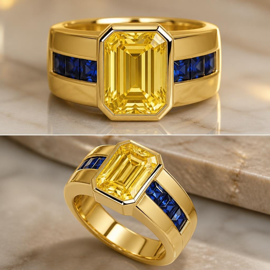 Minimal Yellow Gold Diamond Emerald Ring - Direction 1 jewelry design direction