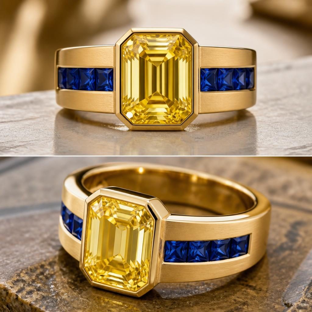 Minimal Yellow Gold Diamond Emerald Ring - Second Direction jewelry design direction