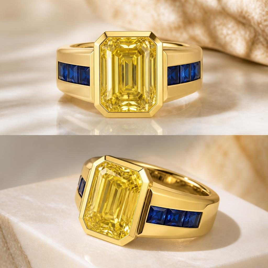 Minimal Yellow Gold Diamond Emerald Ring - Second Direction jewelry design direction