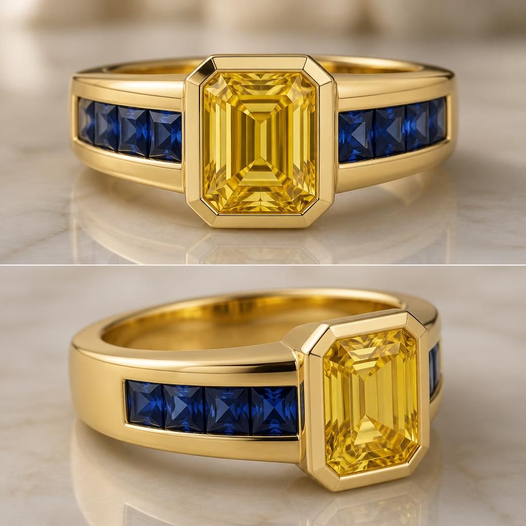 Minimal Yellow Gold Diamond Emerald Ring - Direction 1 jewelry design direction