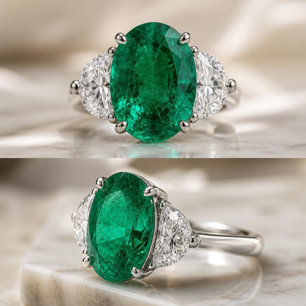 Rose Gold Diamond Emerald Ring - Direction 1 jewelry design direction