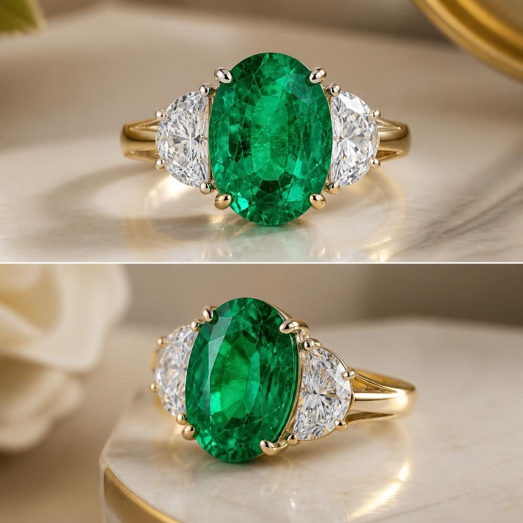 Yellow Gold Diamond Emerald Ring - Second Direction jewelry design direction